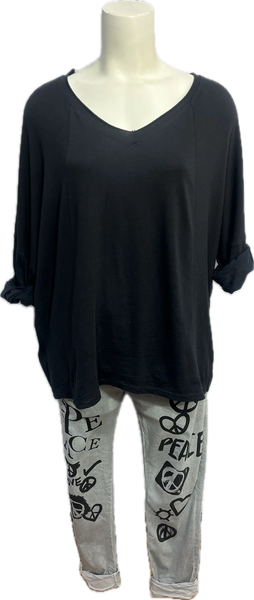 Two Toned V-neck Cotton Top