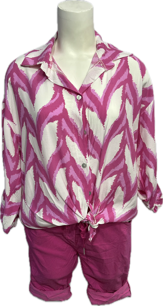 Love Print Button Top