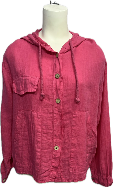 Linen Button Up Hoodie