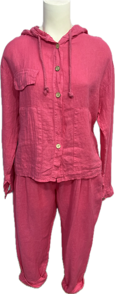 Linen Button Up Hoodie