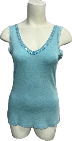 Sequin V-Neck Tank Tops