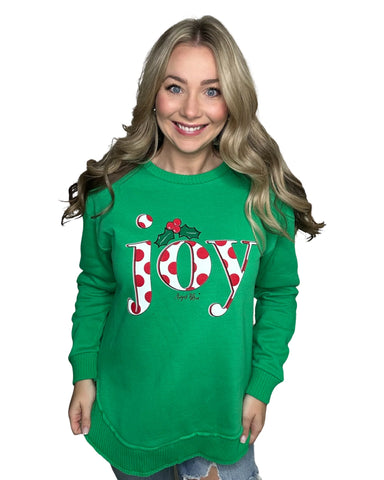 Polka Dot Joy Green High Low Pullover