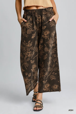 French Terry Floral Print Pants