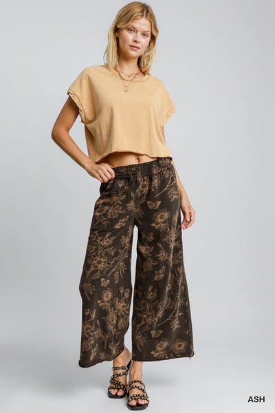 French Terry Floral Print Pants