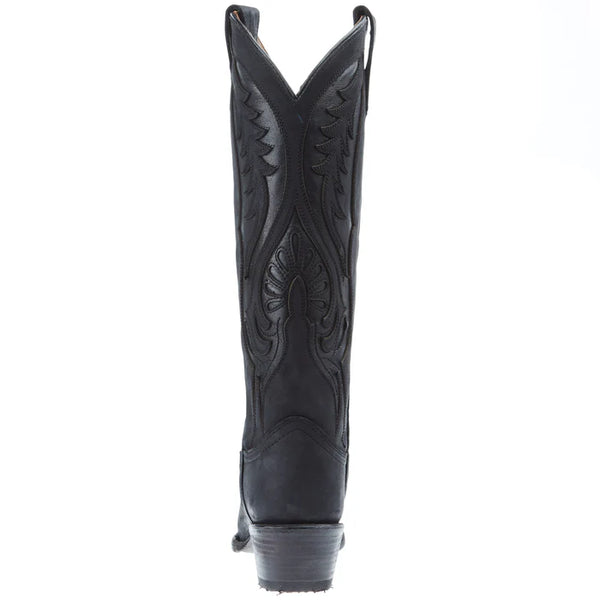 Black Inlay Embroidery 14 In Top Snip Toe Cowgirl Boot