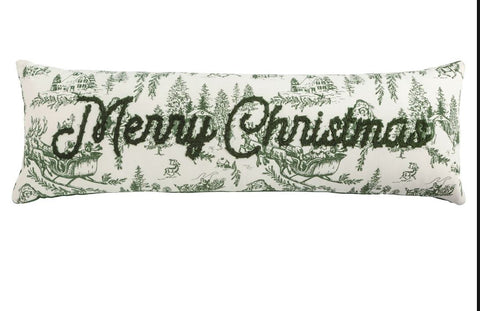 Merry Christmas Toile Long Pillow