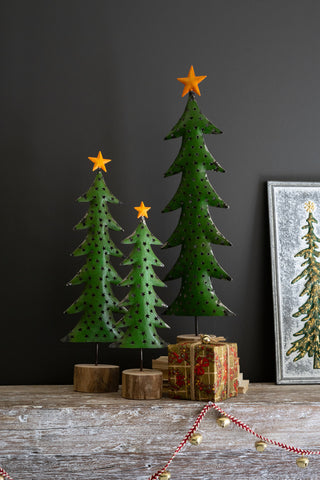 Recycled Metal Christmas Trees -Trio