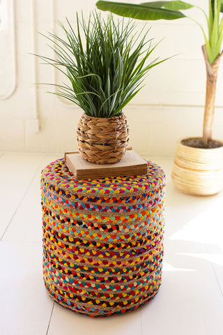 round kantha pouf