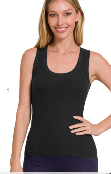 Ribbed Scoop Neck Tank Top