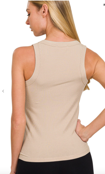 Ribbed Scoop Neck Tank Top