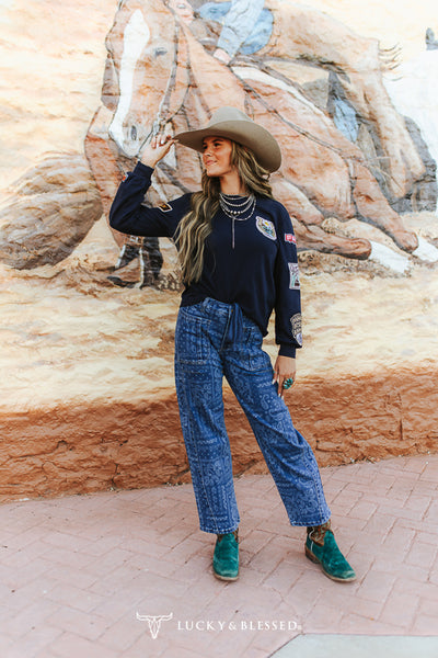 Navy Western Patch Sweatshirt
