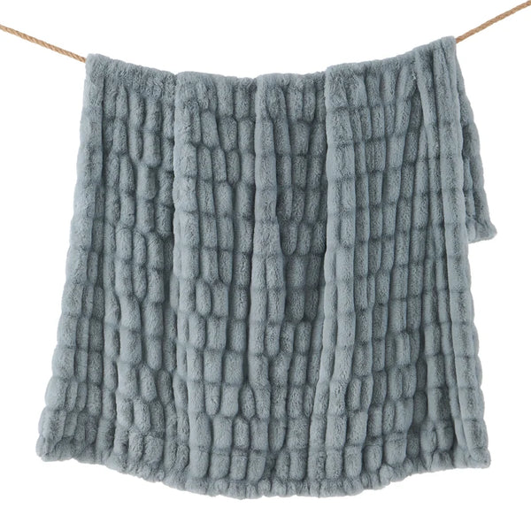 Ruched Rabbit Double-Sided Throw (Mult Styles)