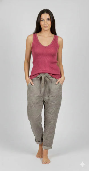 Sequin V-Neck Tank Tops-Assorted)