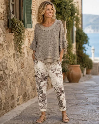 Taupe Open-Knit Poncho Top