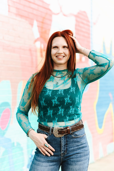 Lace Long Sleeve Stretch Top