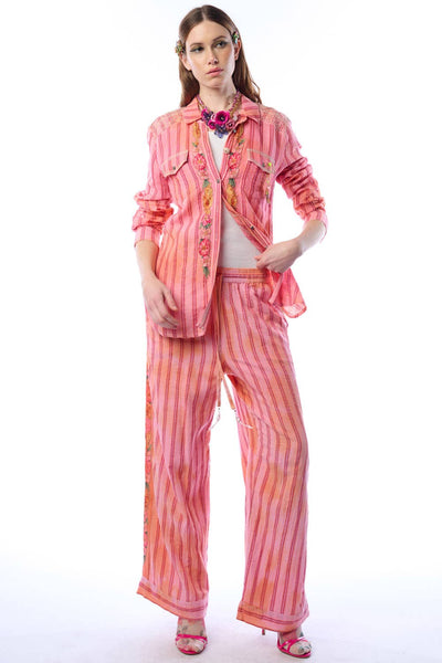 Aratta | Women's Fashion - Be My Valentine Pants | Floral Cotton Pants | Flowy Pants: Vintage Rose / XL
