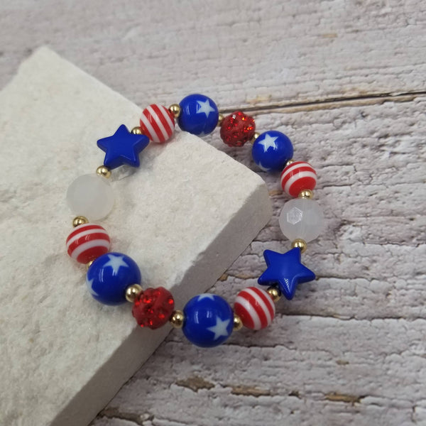 4th of July Bracelet Patriotic Stretch Bracelet