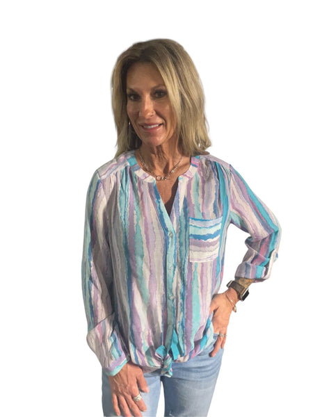 Lapse Orchid Long Sleeve Button Front Blouse