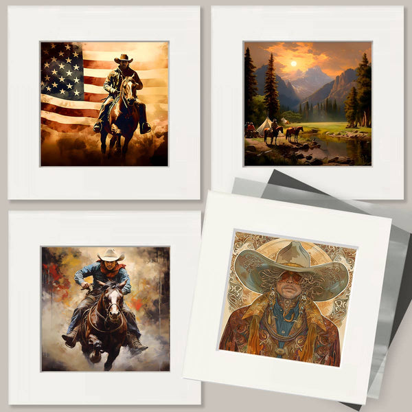 Mowbi - Cowgirl #11 - Wall Art Prints - Western Decor  8"x10" Artwork - 11"x14" Mat