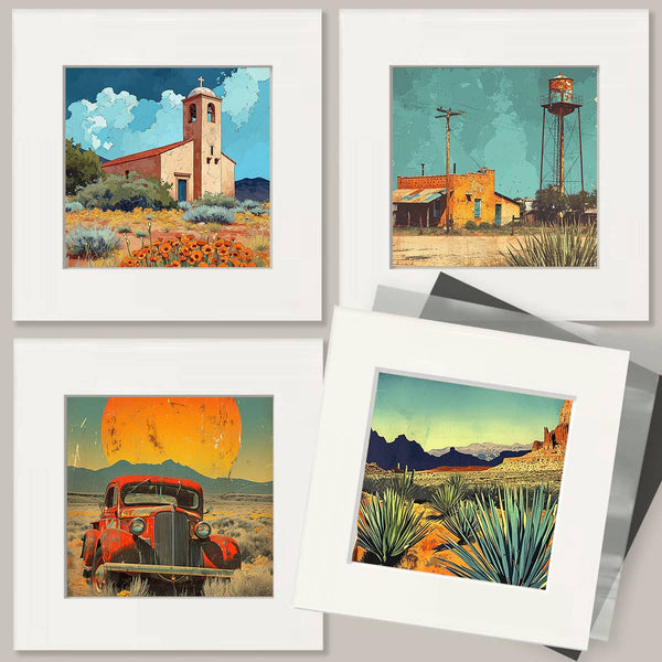 Mowbi - Arizona Collage - American Southwest Art Prints - 8"x10" Artwork for 11"x14" Frame