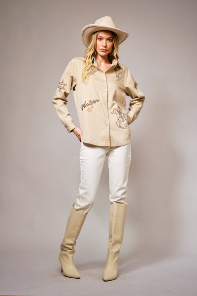 Western Embroidered Snap Button Shirt