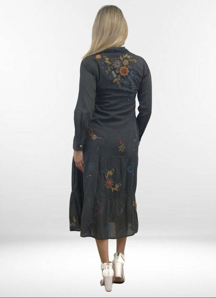 Caite & Kyla - ESVI DRESS | Tissue Cotton Tiered Embroidered Dress: L