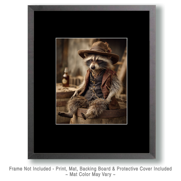 Mowbi - Dusty at the End of a Hard Day - Raccoon Art 8"x10" Artwork for 11"x14" Frame