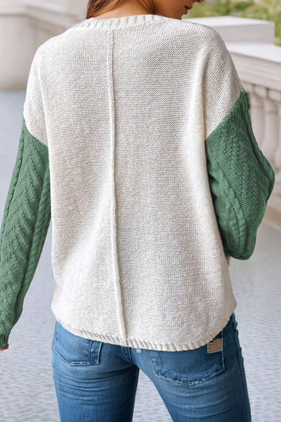 Colorblock Patched Pocket Drop Shoulder Sweater