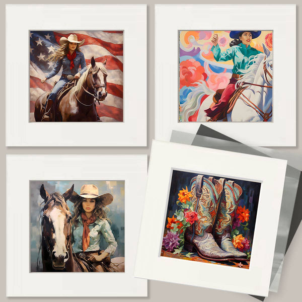 Mowbi - Three Cowgirls #1 - Wall Art Print - Coastal Cowgirl Couture - 8"x10" Artwork - 11"x14" Matte