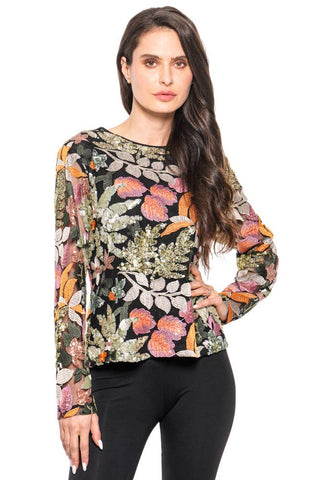 Embroidered Sequin Mesh Top