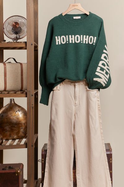 HO!HO!HO! Merry Christmas Sweater-Green
