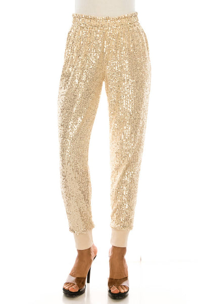 Wonderful And Young - W.A.Y SEQUIN JOGGER: TAUPE