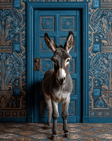 Mowbi - Donkey in Blue Room - 8"x10" Artwork for 11"x14" Frame