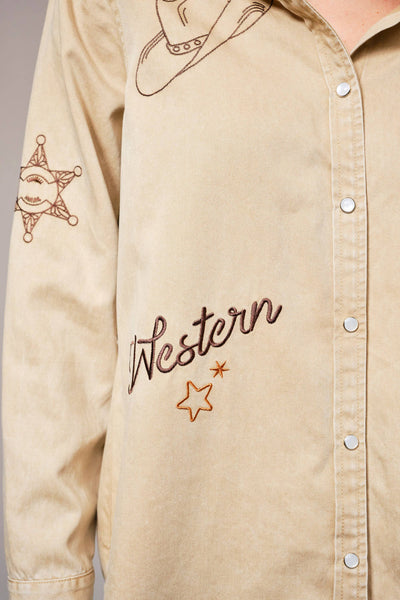 Western Embroidered Snap Button Shirt