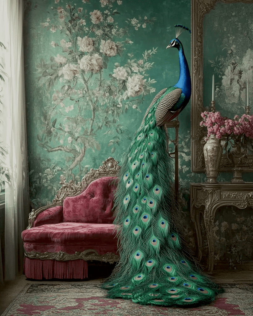 Mowbi - Peacock Morning - Bedroom Art Prints – 8″x10″ Artwork in 11″x14″ Mat