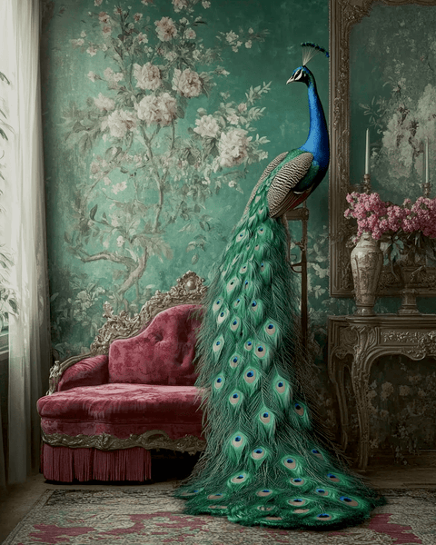 Mowbi - Peacock Morning - Bedroom Art Prints – 8″x10″ Artwork in 11″x14″ Mat