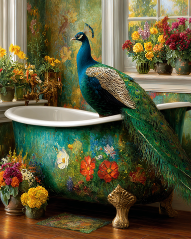 BOHO Peacock in Bathtub
