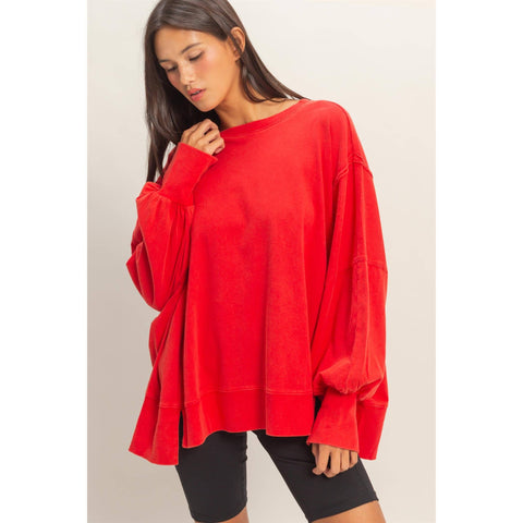Oversized Seam Detail Long Sleeve Top