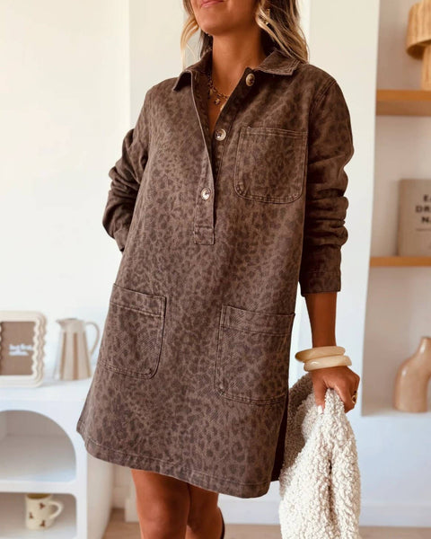 Vintage Collared Loose Denim Dress