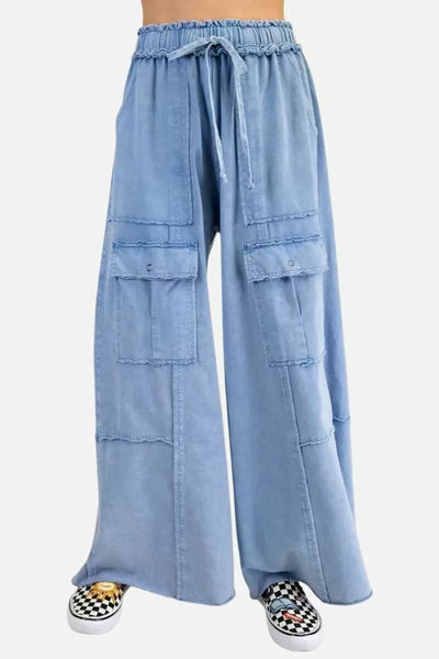 MINERAL WASHED TERRY KNIT CARGO SWEATPANTS (7 Colors)