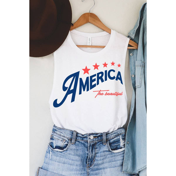 "AMERICA THE BEAUTIFUL" GRAPHIC TANK TOP (2 COLORS)