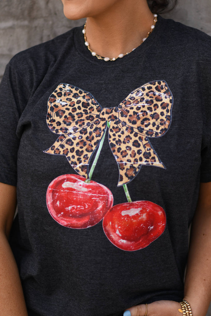 Leopard Bow Cherry Tee: