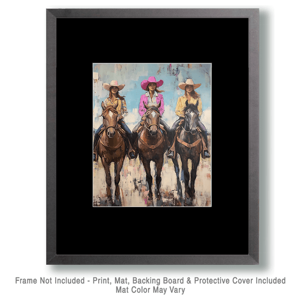Mowbi - Three Cowgirls #1 - Wall Art Print - Coastal Cowgirl Couture - 8"x10" Artwork - 11"x14" Matte