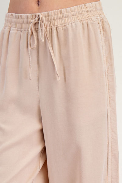 MINERAL WASHED SOFT TWILL WIDE LEG PANTS