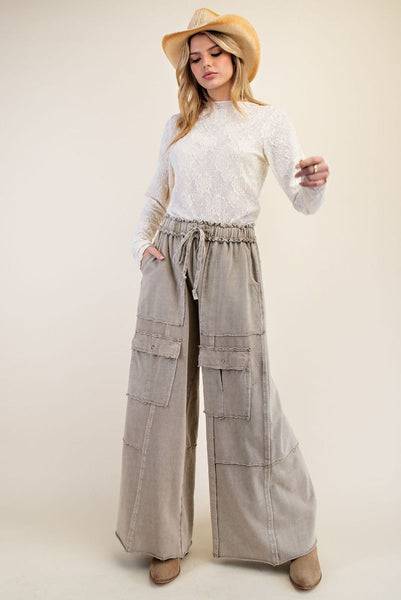 MINERAL WASHED TERRY KNIT CARGO SWEATPANTS (7 Colors)