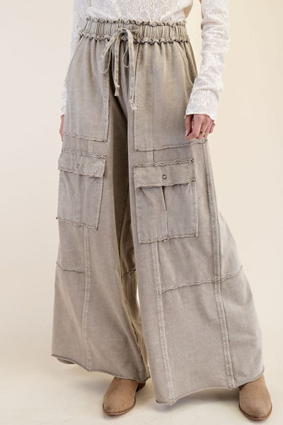 MINERAL WASHED TERRY KNIT CARGO SWEATPANTS (7 Colors)