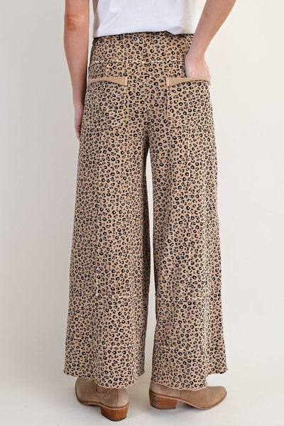 ANIMAL PRINT MINERAL WASHED TERRY KNIT LOUNGE PANTS