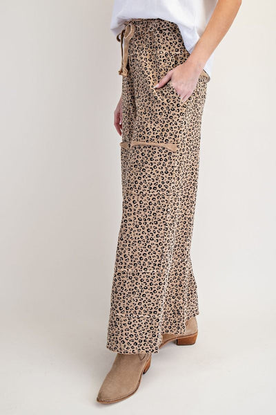 ANIMAL PRINT MINERAL WASHED TERRY KNIT LOUNGE PANTS