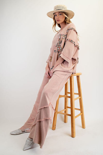 FRAYED RAYON LINEN MINERAL WASHED PANTS (3 COLORS)