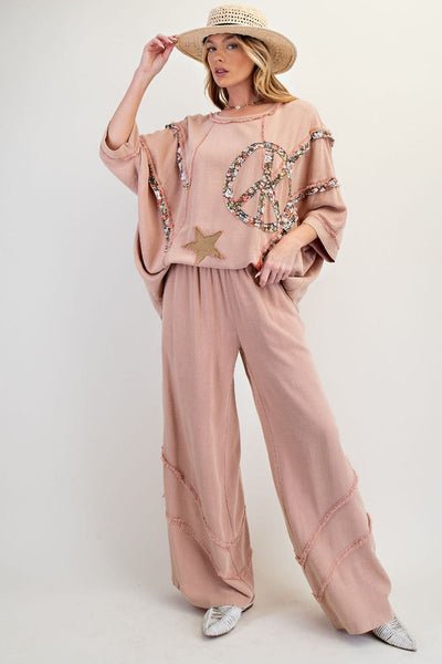 FRAYED RAYON LINEN MINERAL WASHED PANTS (3 COLORS)